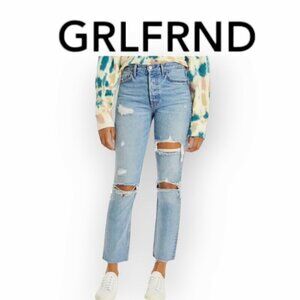 GRLFRND Sky Blue Distressed High Rise Jeans